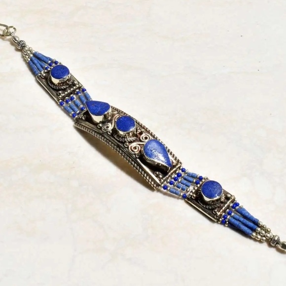 Tibetan silver gemstone ethnic bracelets - Picture 5 of 14